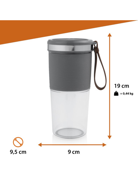 Tristar Bl-4475 Blender 0,4 L Blender Sportowy 50 W Szary, Stal Nierdzewna, Przezroczysty