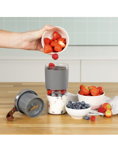 Tristar Bl-4475 Blender 0,4 L Blender Sportowy 50 W Szary, Stal Nierdzewna, Przezroczysty