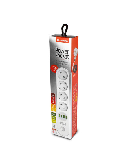 Colorway Cw-Che44W Rozgałęziacz 2 M 4 X Gniazdo Sieciowe Wewnętrzna Biały