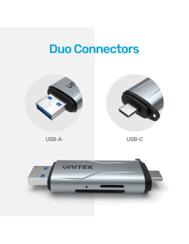 Unitek R1010A Czytnik Kart Usb 3.2 Gen 1 (3.1 Gen 1) Type-A/Type-C Szary