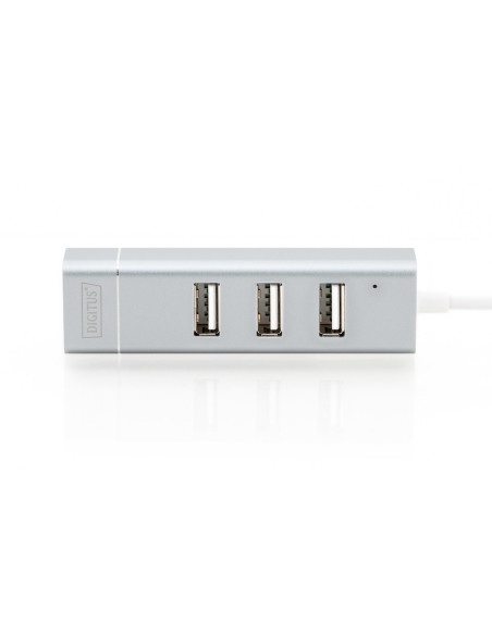 Digitus 3-Portowy Hub Usb 2.0 I Adapter Lan Fast Ethernet Ze Złączem Type-C™