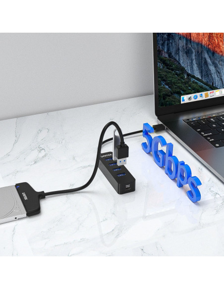Unitek Uhub Q4 Usb 3.2 Gen 1 (3.1 Gen 1) Type-A 5000 Mbit/S Czarny