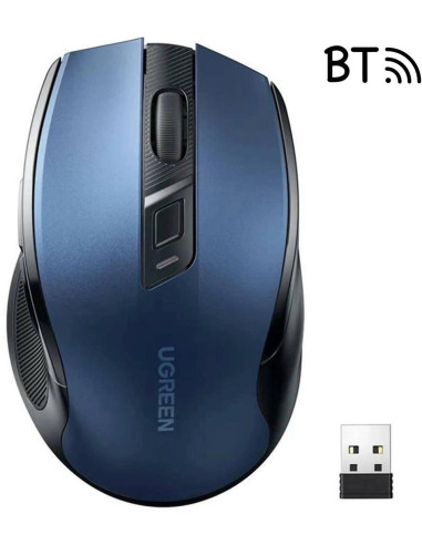 Mysz Optyczna Ugreen Mu006 Bezprzewodowa Usb 2.4Ghz / Bluetooth 5.0 4000 Dpi - Niebieska