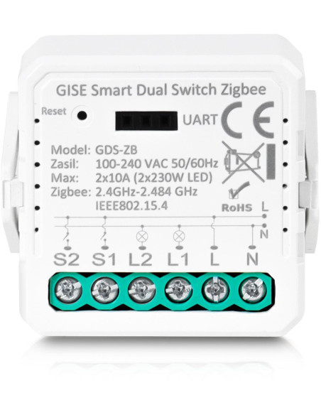 Gise Smart Podwójny Moduł Przekaźnikowy Zigbee | Tuya | Gds-Zb