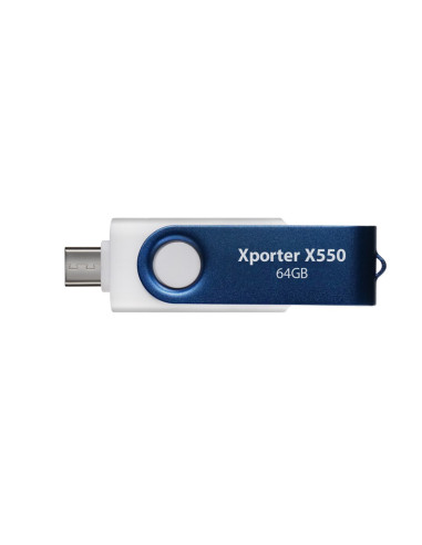 Partiot Flashdrive Xporter X550 64Gb Dual Usb A+C, 80Mb/S Alu-Plastic