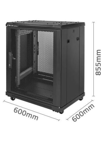 Qoltec Szafa Rack 19" | 15U | 600X855X600 | Perforowane Drzwi