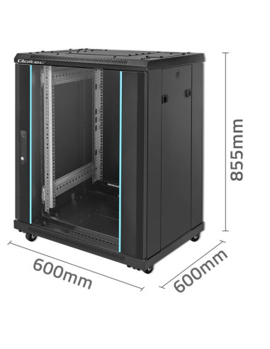 Qoltec Szafa Rack 19" | 15U | 600X855X600 | Hartowane Drzwi