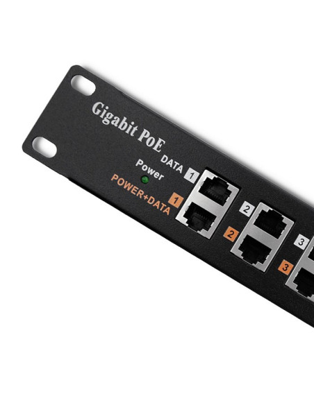 Qoltec Patch Panel Rack | 12 Portów | Poe | Czarny