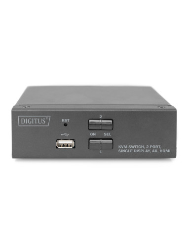 Digitus Przełącznik Kvm, 2-Portowy, Pojedynczy Wyświetlacz, 4K, Hdmi®