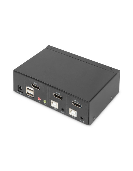 Digitus Przełącznik Kvm, 2-Portowy, Pojedynczy Wyświetlacz, 4K, Hdmi®