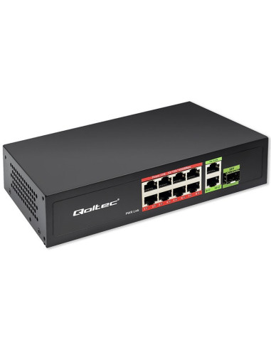Qoltec Przełącznik Sieciowy Switch Fast Ethernet Poe 8X Rj45 Poe 2X Rj45 Uplink 1X Sfp | 120W | 1000 Mb/S