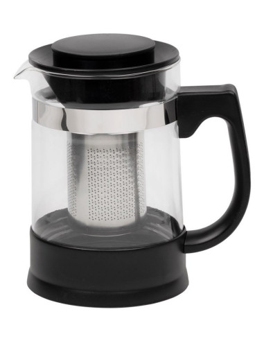 Resto Kitchenware 90512 Dzbanek Do Herbaty Pojedynczy Dzbanek 950 Ml Czarny, Przezroczysty