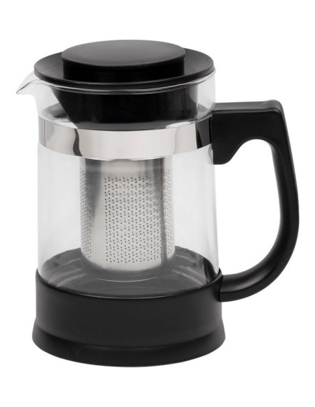 Resto Kitchenware 90512 Dzbanek Do Herbaty Pojedynczy Dzbanek 950 Ml Czarny, Przezroczysty