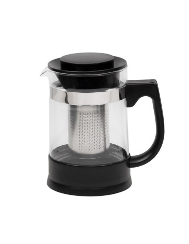 Resto Kitchenware 90512 Dzbanek Do Herbaty Pojedynczy Dzbanek 950 Ml Czarny, Przezroczysty