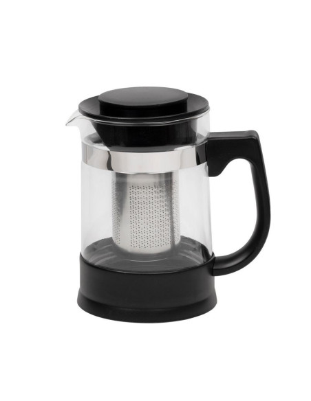 Resto Kitchenware 90512 Dzbanek Do Herbaty Pojedynczy Dzbanek 950 Ml Czarny, Przezroczysty
