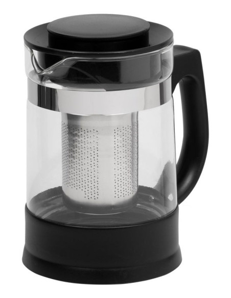 Resto Kitchenware 90512 Dzbanek Do Herbaty Pojedynczy Dzbanek 950 Ml Czarny, Przezroczysty