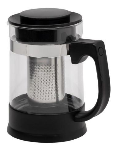 Resto Kitchenware 90512 Dzbanek Do Herbaty Pojedynczy Dzbanek 950 Ml Czarny, Przezroczysty