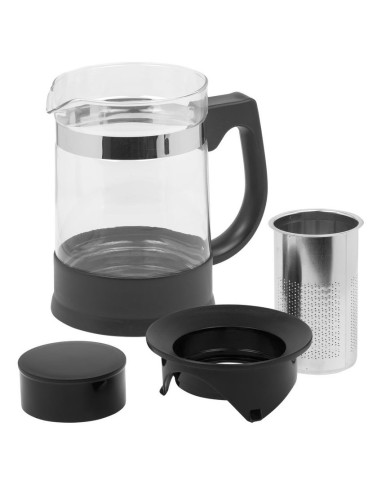 Resto Kitchenware 90512 Dzbanek Do Herbaty Pojedynczy Dzbanek 950 Ml Czarny, Przezroczysty