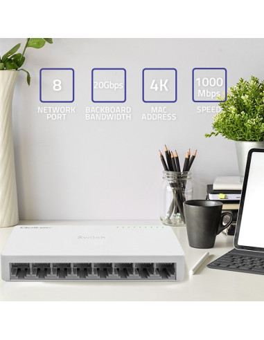 Qoltec 52248 Łącza Sieciowe Nie Zarządzany Biały