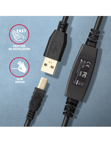 Axagon Adr-210B Usb 2.0 A-M -  B-M Active Connecting/Repeater Cable 10M - Kabel - Digital/Daten Kabel Usb Usb A Usb B Czarny