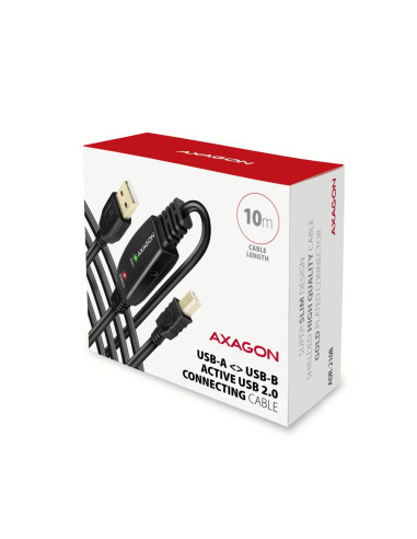 Axagon Adr-210B Usb 2.0 A-M -  B-M Active Connecting/Repeater Cable 10M - Kabel - Digital/Daten Kabel Usb Usb A Usb B Czarny