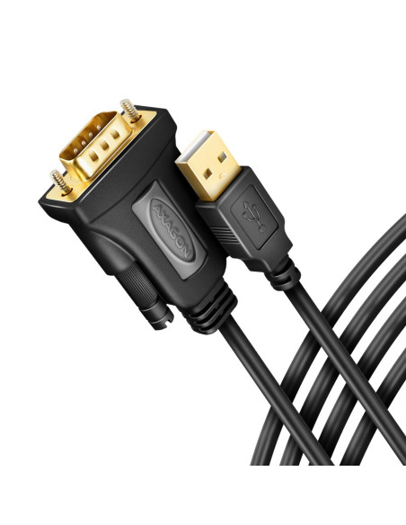 Axagon Ads-1Pqn Usb-A 2.0 - Serial Rs-232 Db9-M Ftdi Adapter Cable 1.5M - Adapter - Digital/Daten Kabel Równoległy Czarny 1,5 M 