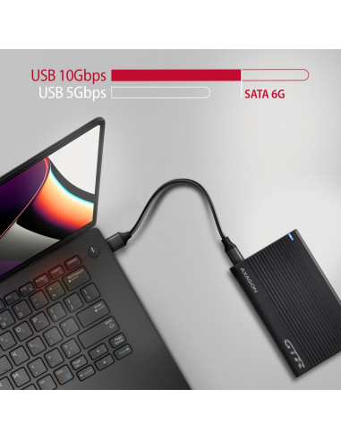 Axagon Ee25-Gtr Usb-C 3.2 Gen 2 - Sata 6G 2.5\" Externes Festplattengehäuse Geriffelt Obudowa Hdd/Ssd Czarny 2.5"