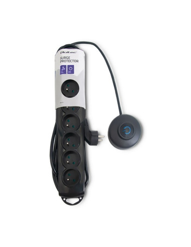 Qoltec 50171 Ochrona Przeciwprzepięciowa Czarny 7 X Gniazdo Sieciowe 230 V 1,5 M