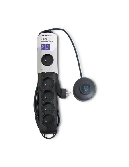 Qoltec 50171 Ochrona Przeciwprzepięciowa Czarny 7 X Gniazdo Sieciowe 230 V 1,5 M