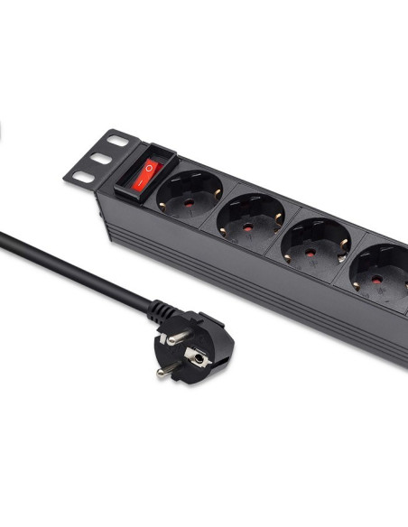 Qoltec Aluminiowa Listwa Zasilająca  Pdu Do  Rack 10'' | 1U | 16A |  4Xschuko | 1.8M