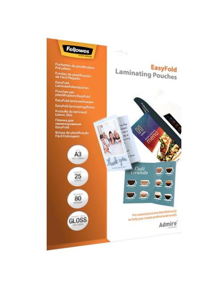 Laminator Pouch Easyfold A3 80 25Pcs 5602001 Fellowes