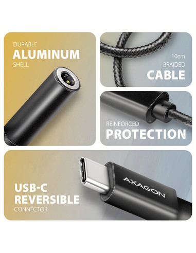 Axagon Ada-Hc Kabel Audio 0,1 M 3.5Mm Usb Type-C Czarny