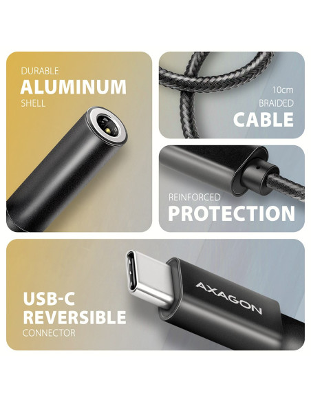 Axagon Ada-Hc Kabel Audio 0,1 M 3.5Mm Usb Type-C Czarny