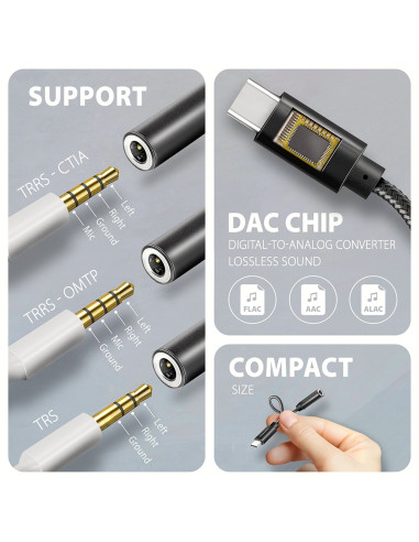 Axagon Ada-Hc Kabel Audio 0,1 M 3.5Mm Usb Type-C Czarny