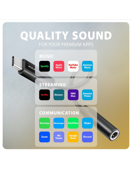 Axagon Ada-Hc Kabel Audio 0,1 M 3.5Mm Usb Type-C Czarny
