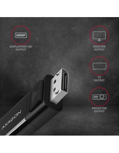 Axagon Rvc-Dpc Adapter Kablowy 1,8 M Usb Type-C Displayport Czarny