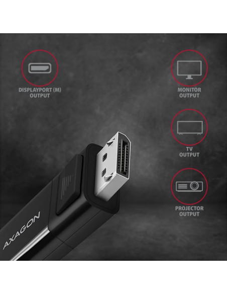 Axagon Rvc-Dpc Adapter Kablowy 1,8 M Usb Type-C Displayport Czarny