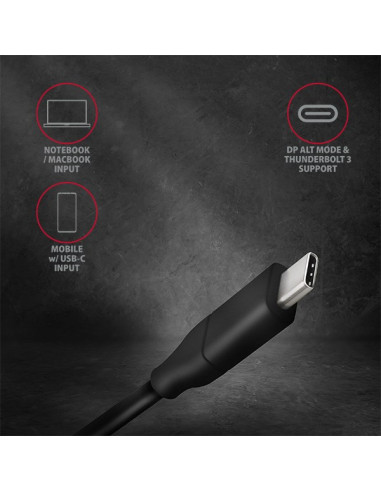 Axagon Rvc-Dpc Adapter Kablowy 1,8 M Usb Type-C Displayport Czarny