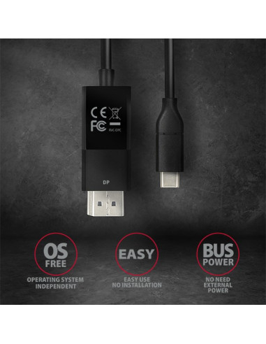 Axagon Rvc-Dpc Adapter Kablowy 1,8 M Usb Type-C Displayport Czarny