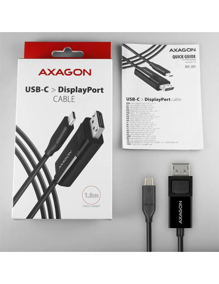 Axagon Rvc-Dpc Adapter Kablowy 1,8 M Usb Type-C Displayport Czarny