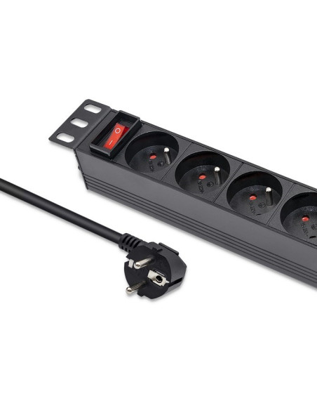Qoltec Aluminiowa Listwa Zasilająca  Pdu Do Rack 10'' | 1U | 16A |  4Xfrench | 1.8M