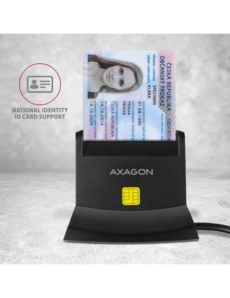 Axagon Cre-Sm2 Czytnik Do Kart Chipowych Wewnętrzna Usb Usb 2.0 Czarny