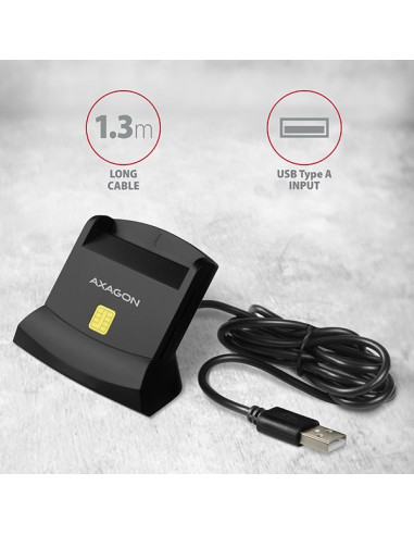 Axagon Cre-Sm2 Czytnik Do Kart Chipowych Wewnętrzna Usb Usb 2.0 Czarny
