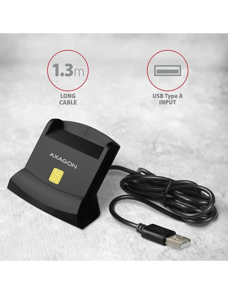 Axagon Cre-Sm2 Czytnik Do Kart Chipowych Wewnętrzna Usb Usb 2.0 Czarny