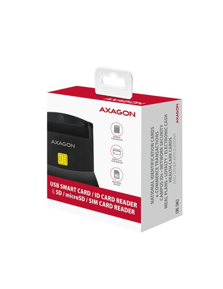 Axagon Cre-Sm2 Czytnik Do Kart Chipowych Wewnętrzna Usb Usb 2.0 Czarny