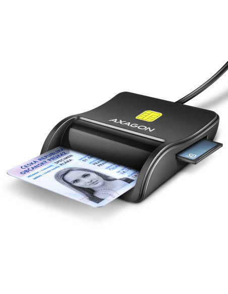 Axagon Cre-Sm3Sd Usb Smart Card & Sd/Microsd/Sim Flat Czytnik Do Kart Chipowych Wewnętrzna Usb 2.0 Czarny