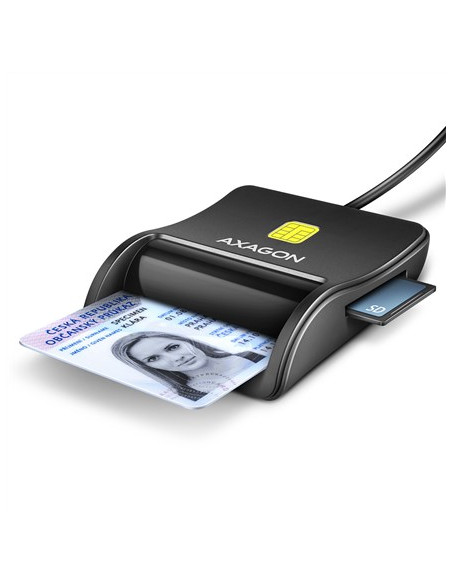 Axagon Cre-Sm3Sd Usb Smart Card & Sd/Microsd/Sim Flat Czytnik Do Kart Chipowych Wewnętrzna Usb 2.0 Czarny