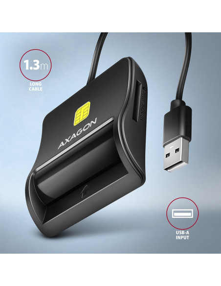 Axagon Cre-Sm3Sd Usb Smart Card & Sd/Microsd/Sim Flat Czytnik Do Kart Chipowych Wewnętrzna Usb 2.0 Czarny