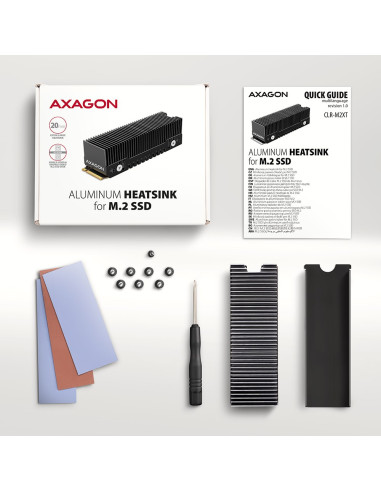Axagon Clr-M2Xt M.2 Ssd Passivkühler Aluminium - 2280 M.2 Nvme Ssd, Dysk Ssd Radiator Czarny, Szary 1 Szt.