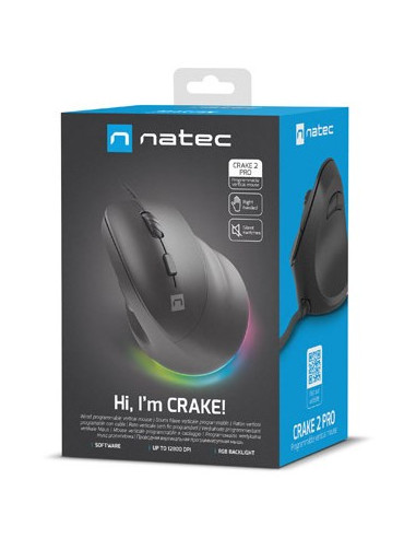 Natec Mysz Wertykalna Crake 2 Pro 12800Dpi Programowalna